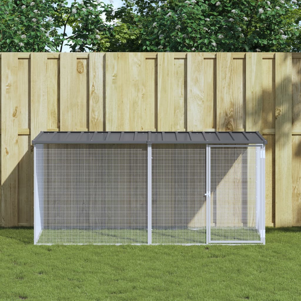 Kippenhok met dak antraciet 203x98x90 cm gegalvaniseerd staal