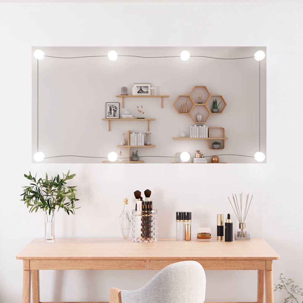 Wandspiegel met LED's rechthoekig 50x100 cm glas