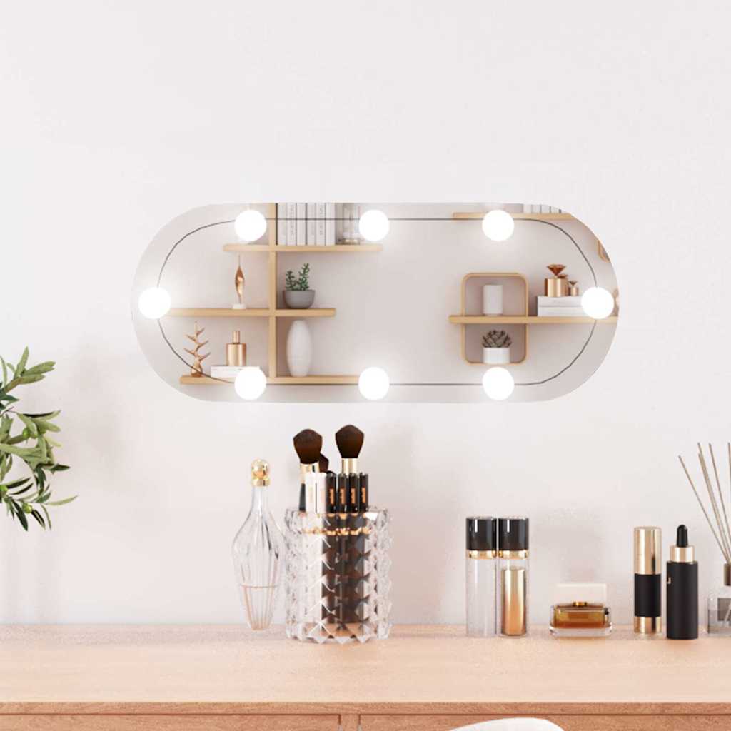 Wandspiegel met LED's ovaal 20x50 cm glas