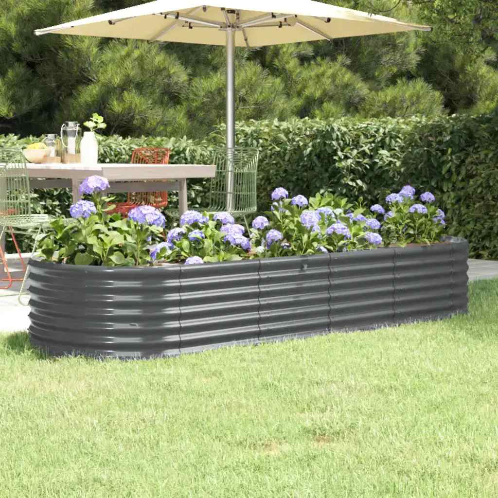 Plantenbak 224x80x36 cm gegalvaniseerd staal antracietkleurig – afbeelding 1