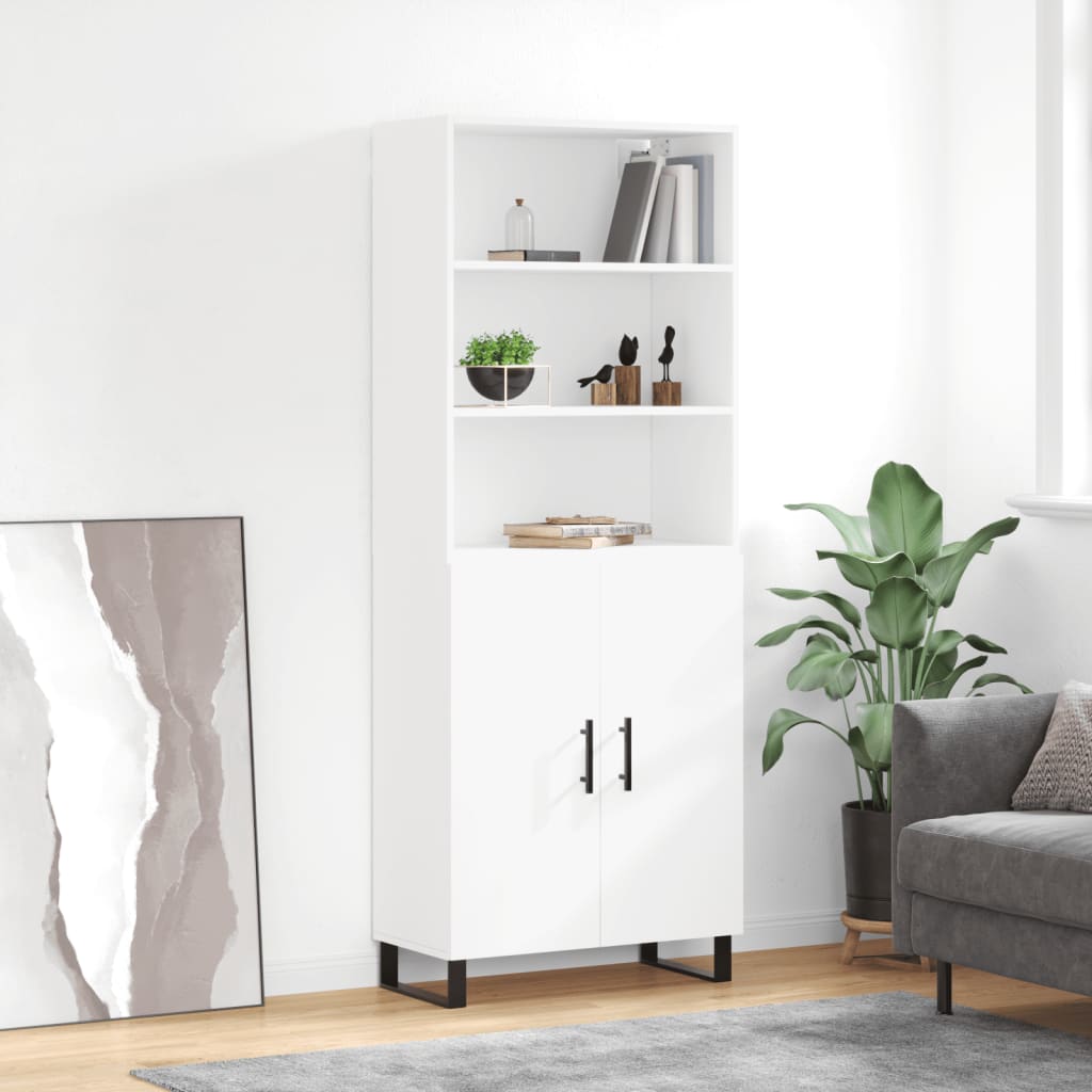Hoge kast 69,5x34x180 cm bewerkt hout wit