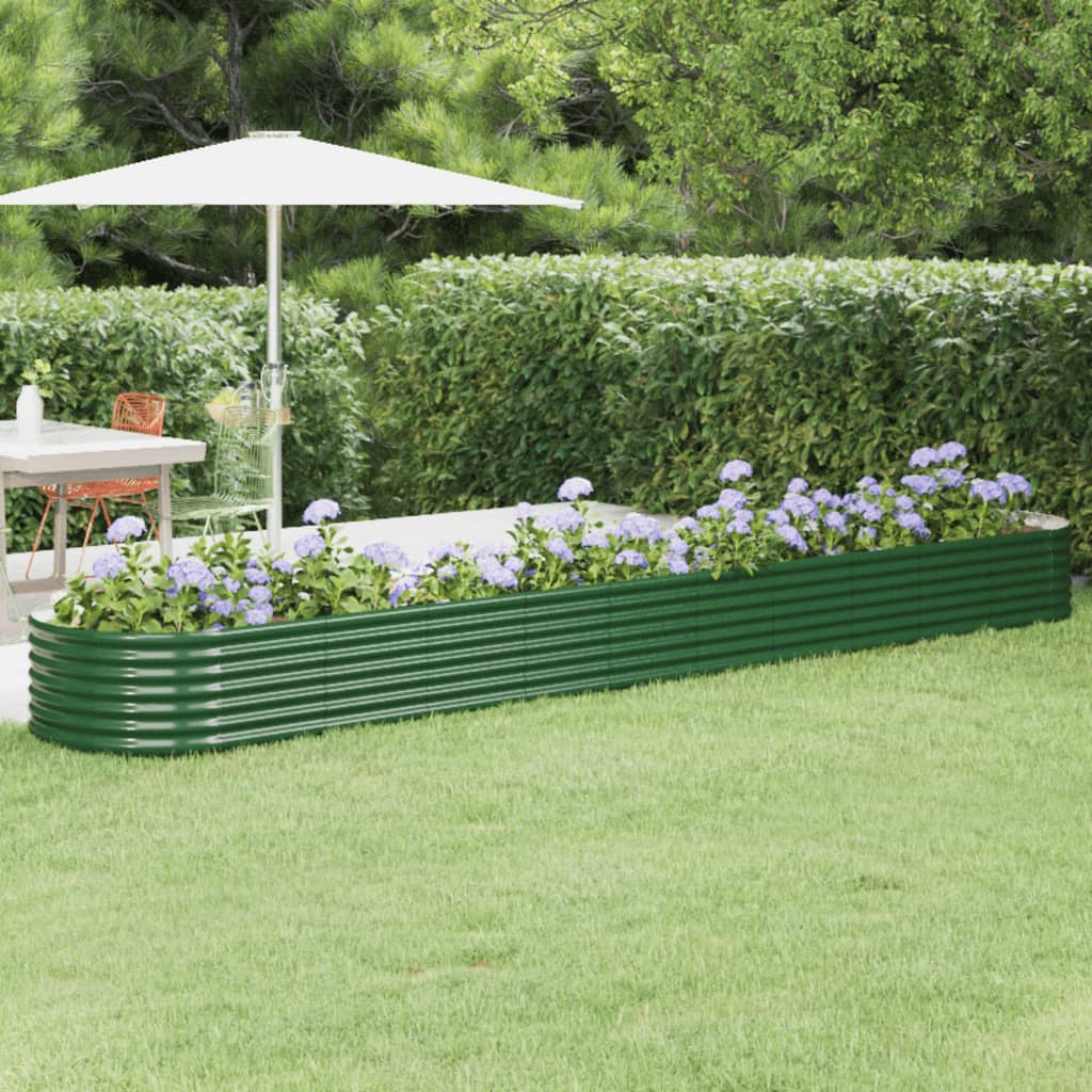 Plantenbak 440x80x36 cm gegalvaniseerd staal groen – afbeelding 1