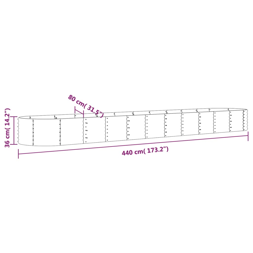 Plantenbak 440x80x36 cm gegalvaniseerd staal groen – afbeelding 6
