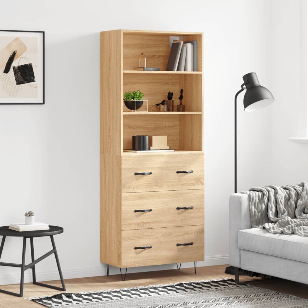 Hoge kast 69,5x34x180 cm bewerkt hout sonoma eikenkleurig