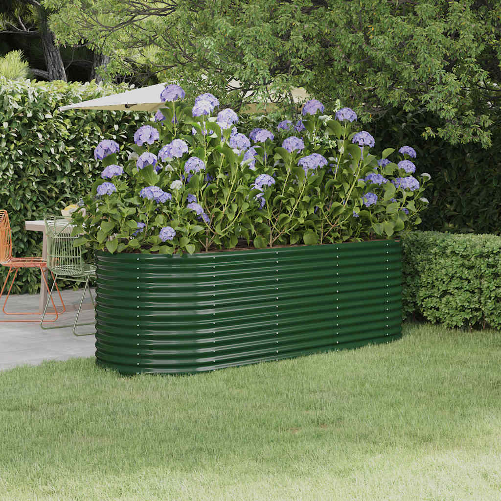 Plantenbak 224x80x68 cm gegalvaniseerd staal groen – afbeelding 1