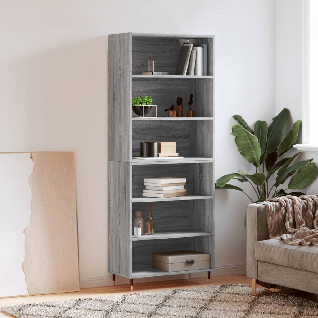 Hoge kast 69,5x32,5x180 cm bewerkt hout grijs sonoma eikenkleur
