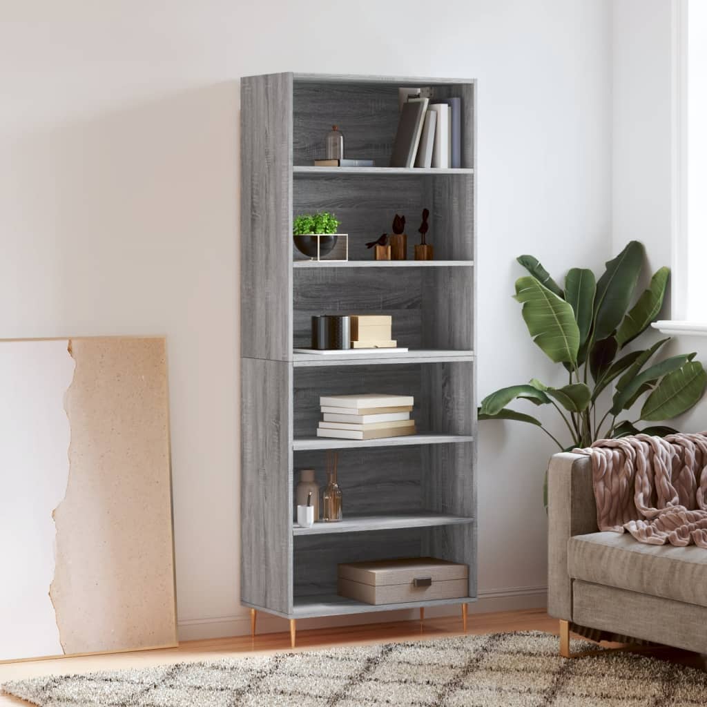 Hoge kast 69,5x32,5x180 cm bewerkt hout grijs sonoma eikenkleur