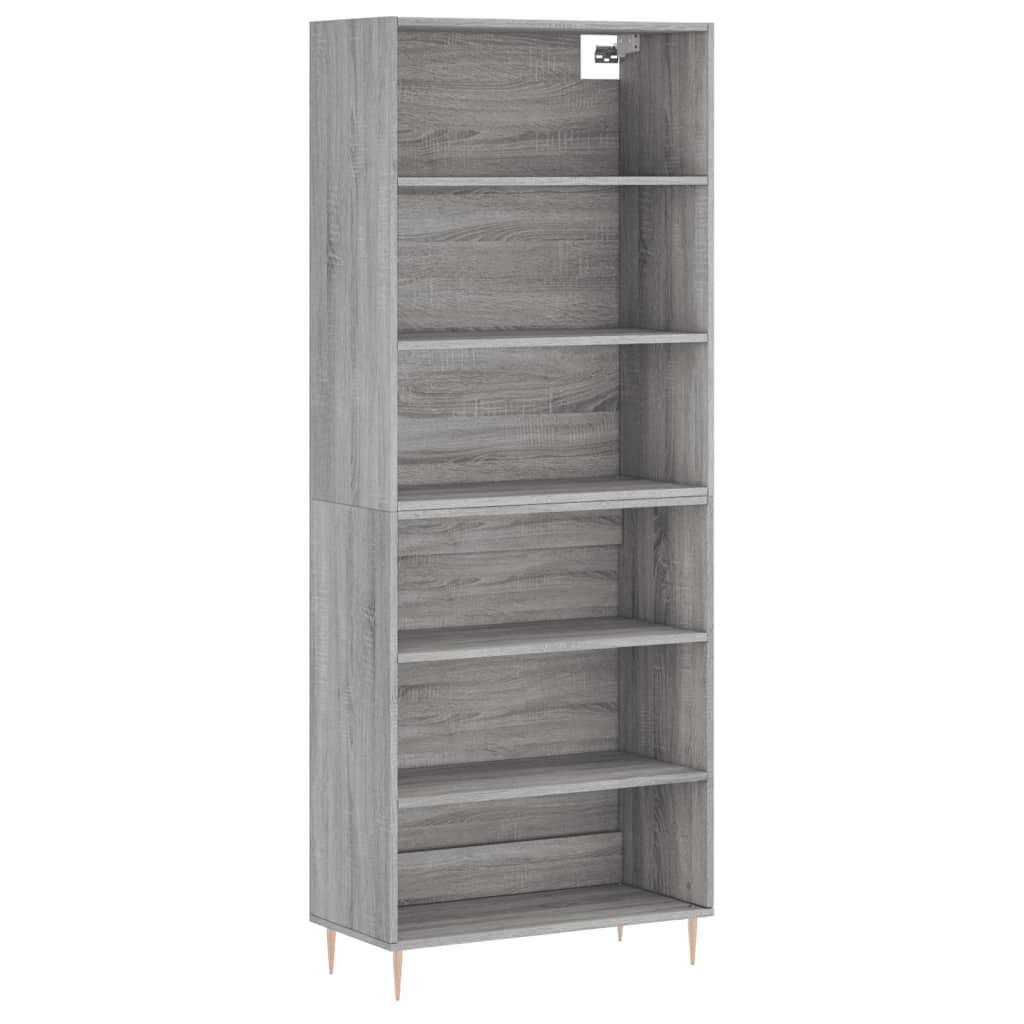 Hoge kast 69,5x32,5x180 cm bewerkt hout grijs sonoma eikenkleur – afbeelding 2