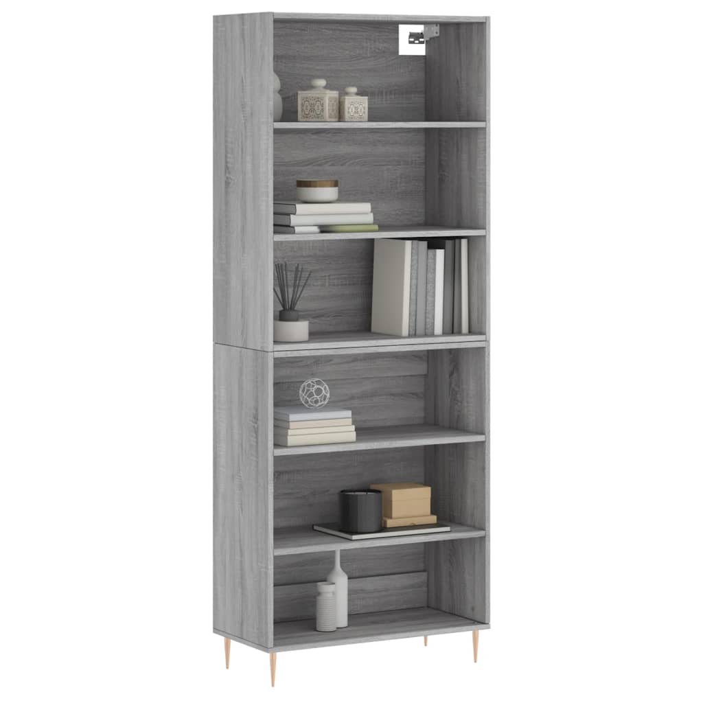 Hoge kast 69,5x32,5x180 cm bewerkt hout grijs sonoma eikenkleur – afbeelding 3