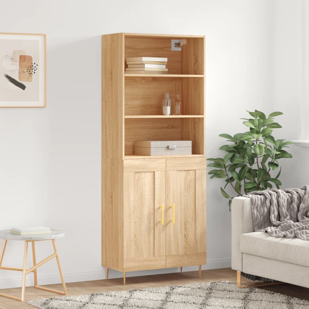 Hoge kast 69,5x34x180 cm bewerkt hout sonoma eikenkleurig
