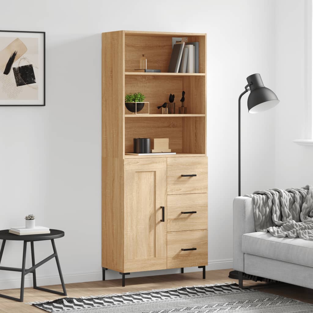 Hoge kast 69,5x34x180 cm bewerkt hout sonoma eikenkleurig