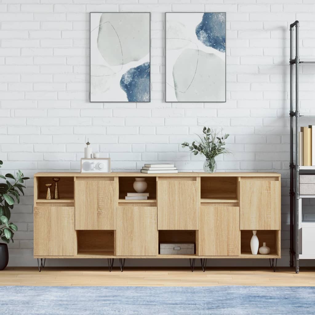 Dressoirs 3 st bewerkt hout sonoma eiken