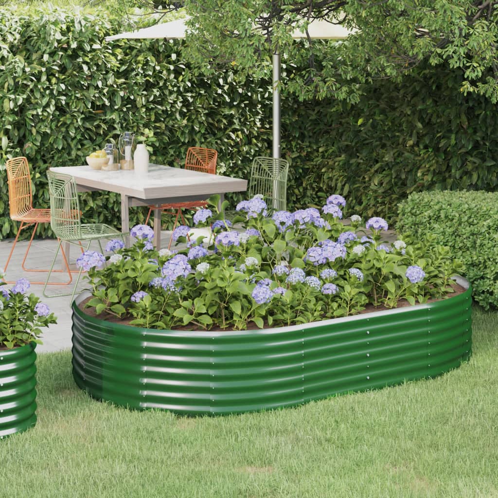 Plantenbak 214x140x36 cm gegalvaniseerd staal groen – afbeelding 1