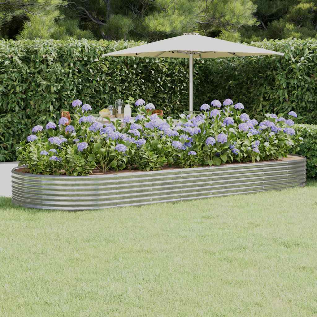 Plantenbak 373x140x36 cm gegalvaniseerd staal zilverkleurig