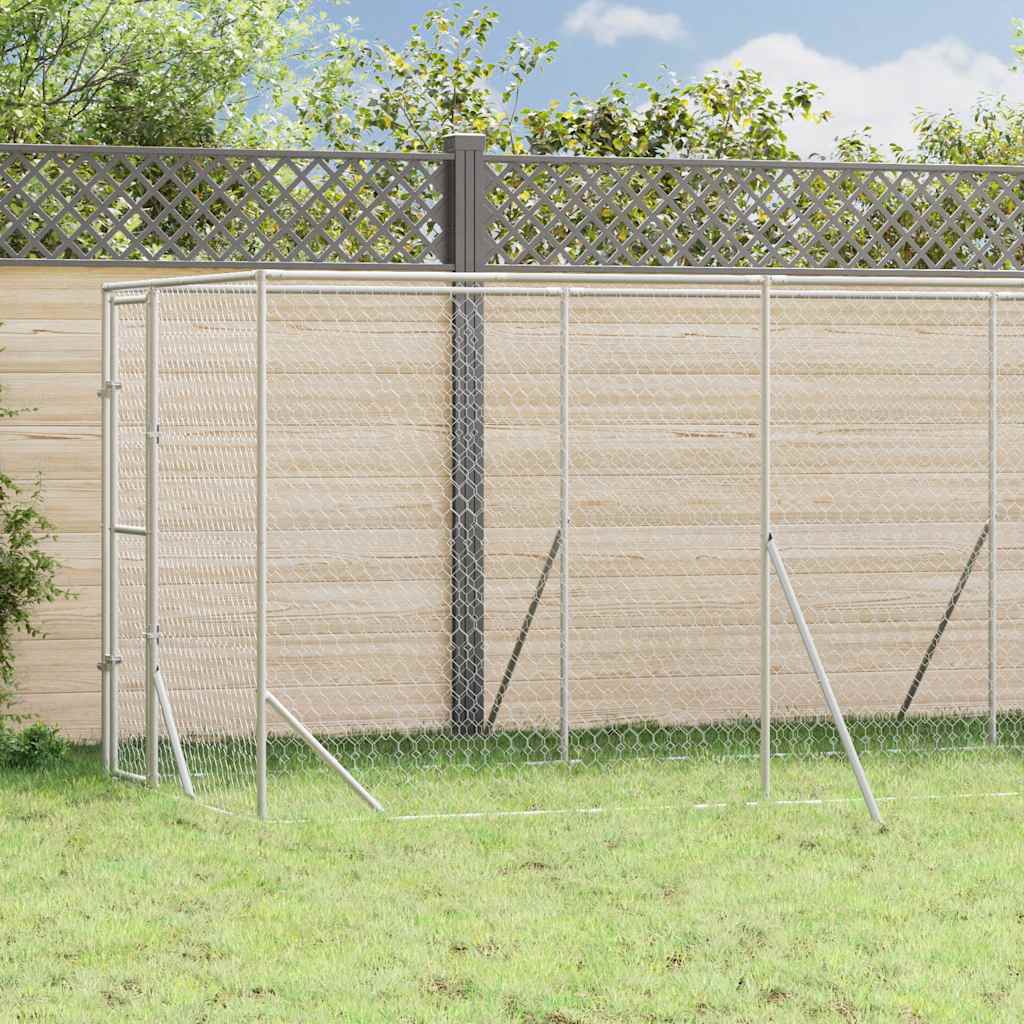 Hondenkennel voor buiten 2x6x2 m gegalvaniseerd staal zilver