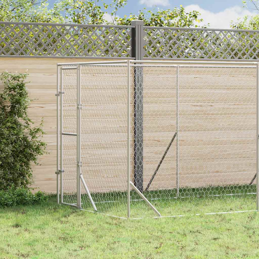 Hondenkennel voor buiten 2x10x2 m gegalvaniseerd staal zilver