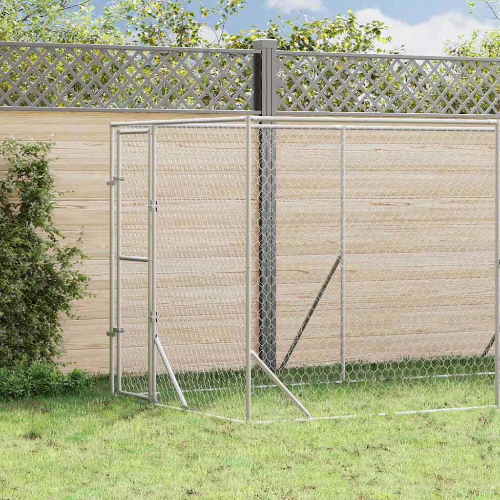 Hondenkennel voor buiten 2x14x2 m gegalvaniseerd staal zilver