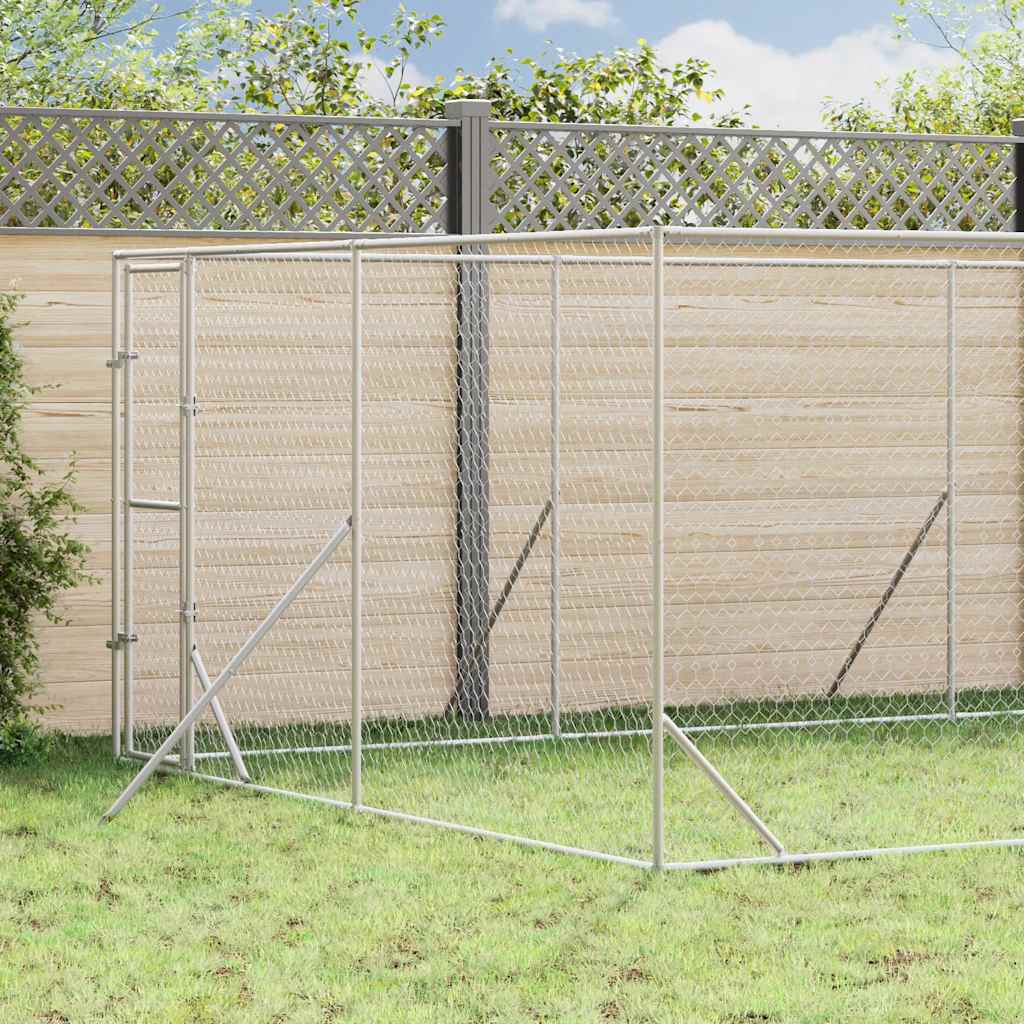 Hondenkennel voor buiten 4x8x2 m gegalvaniseerd staal zilver
