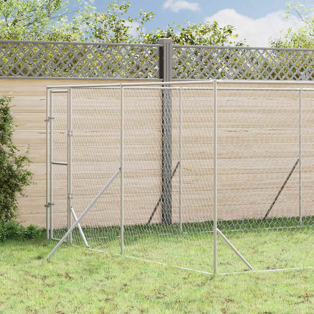 Hondenkennel voor buiten 4x12x2 m gegalvaniseerd staal zilver