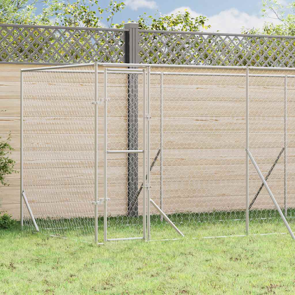 Hondenkennel voor buiten 6x2x2 m gegalvaniseerd staal zilver