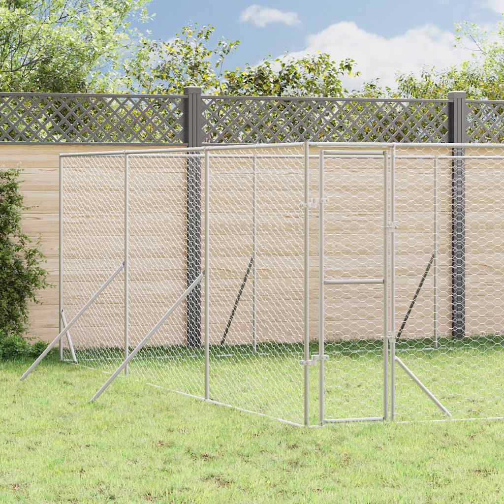 Hondenkennel voor buiten 6x6x2 m gegalvaniseerd staal zilver
