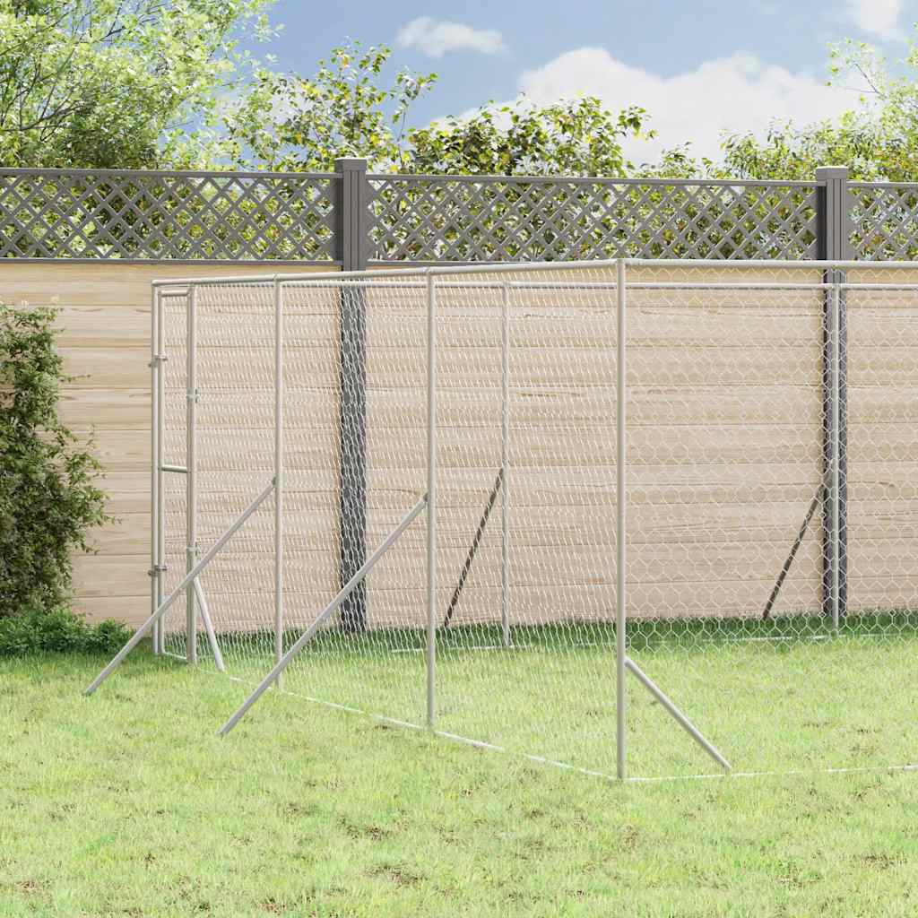 Hondenkennel voor buiten 6x10x2 m gegalvaniseerd staal zilver