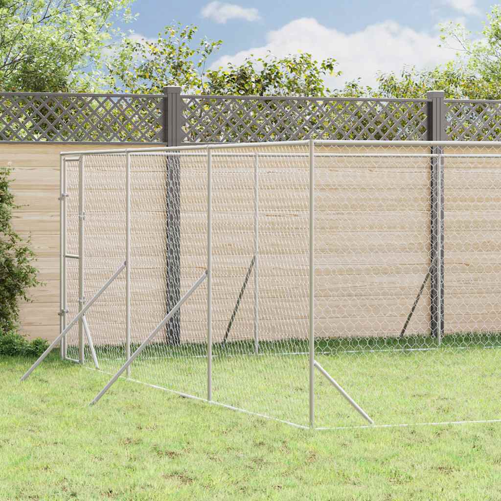Hondenkennel voor buiten 6x14x2 m gegalvaniseerd staal zilver