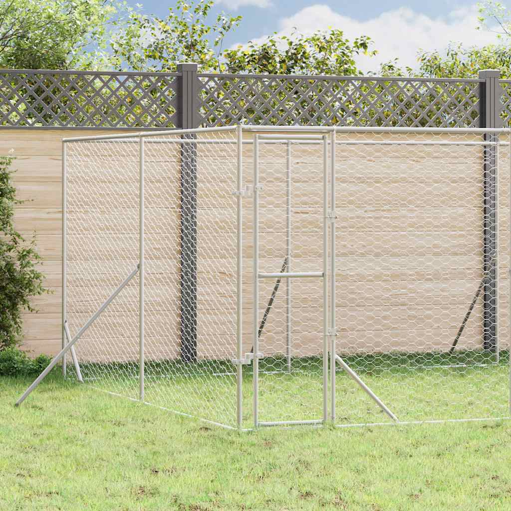 Hondenkennel voor buiten 8x4x2 m gegalvaniseerd staal zilver