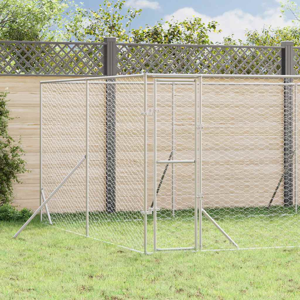 Hondenkennel voor buiten 8x12x2 m gegalvaniseerd staal zilver