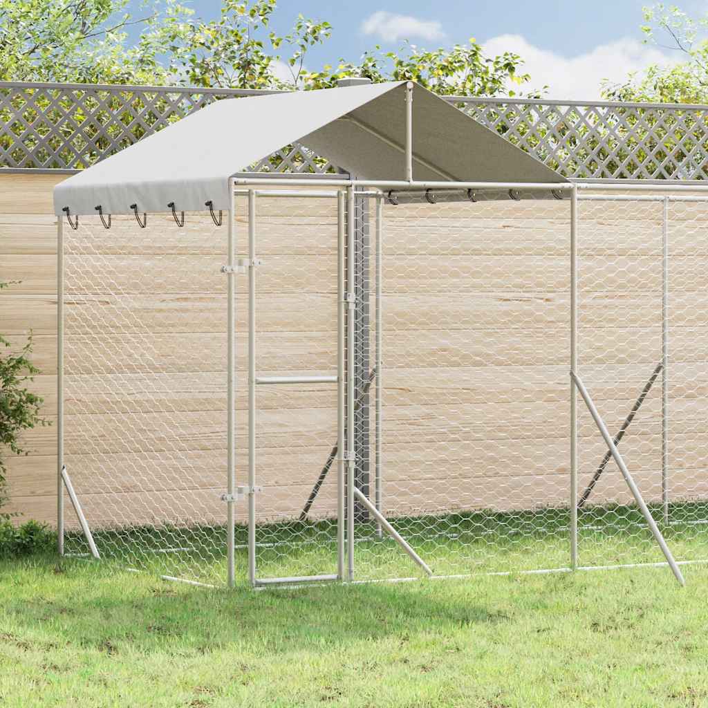 Hondenkennel met dak 10x2x2,5 m gegalvaniseerd staal zilver