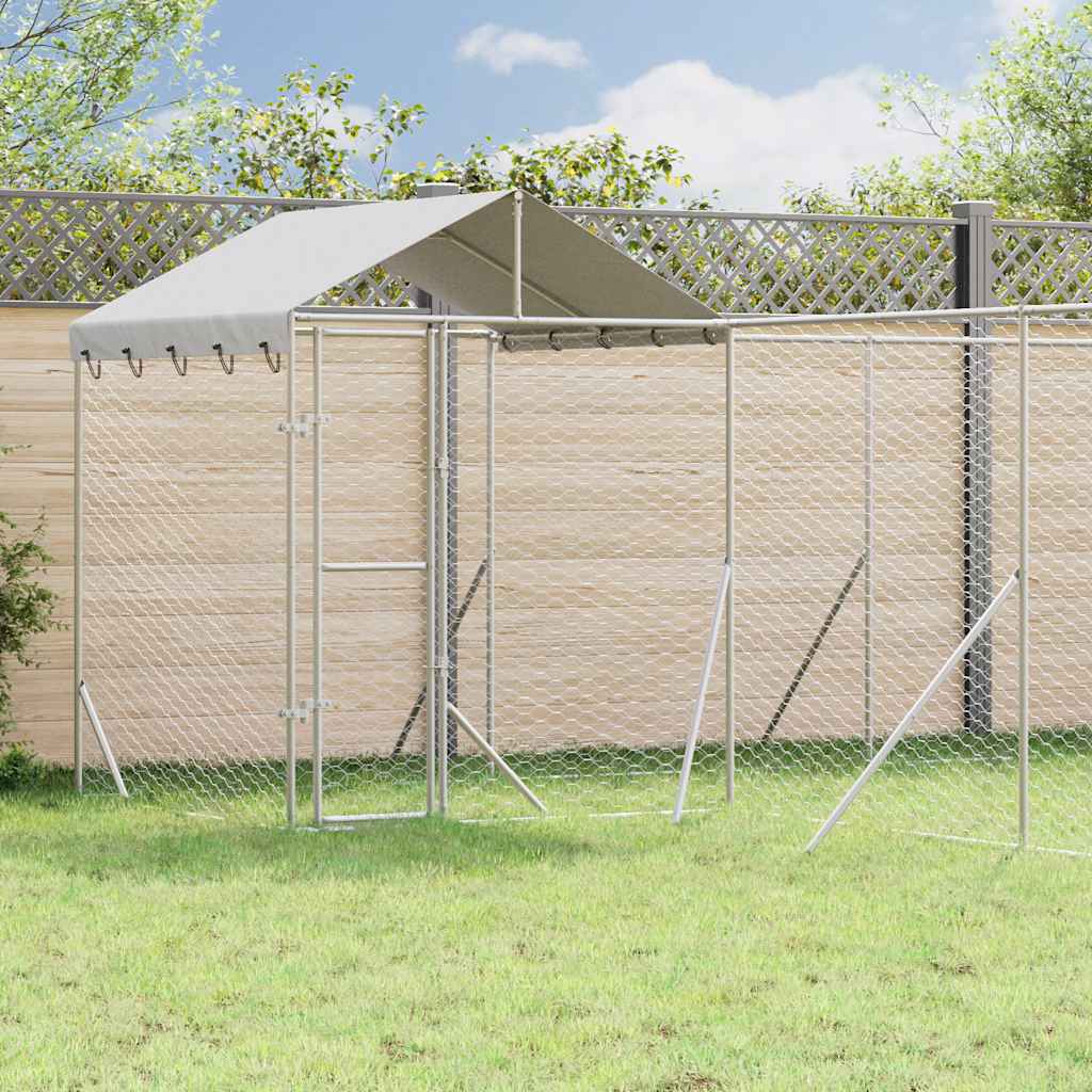 Hondenkennel met dak 10x6x2,5 m gegalvaniseerd staal zilver