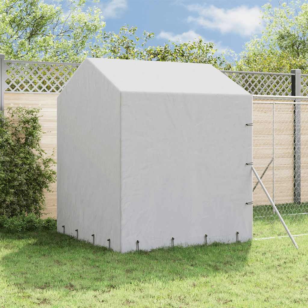 Hondenkennel met dak 2x14x2,5 m gegalvaniseerd staal zilver