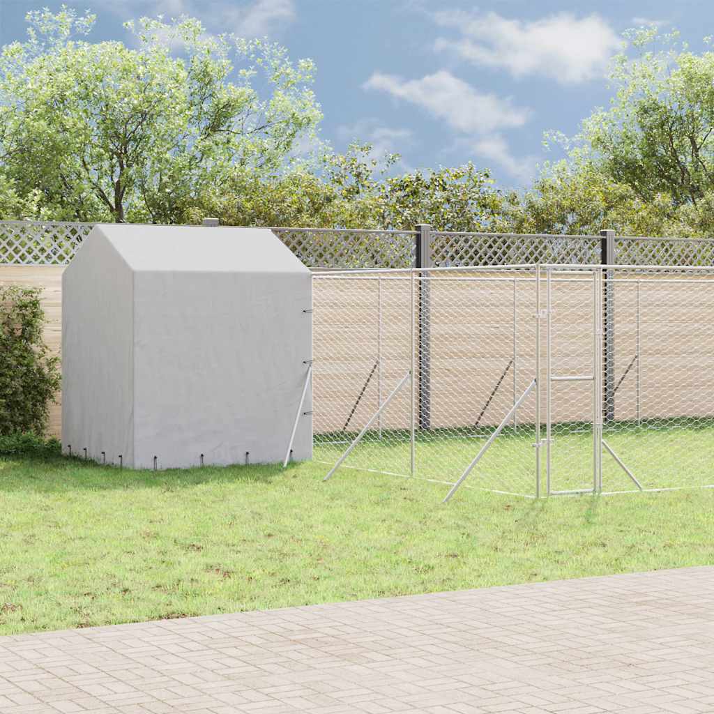 Hondenkennel met dak 10x6x2,5 m gegalvaniseerd staal zilver