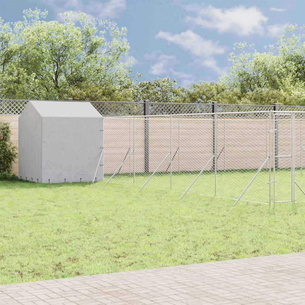 Hondenkennel met dak 10x10x2,5 m gegalvaniseerd staal zilver
