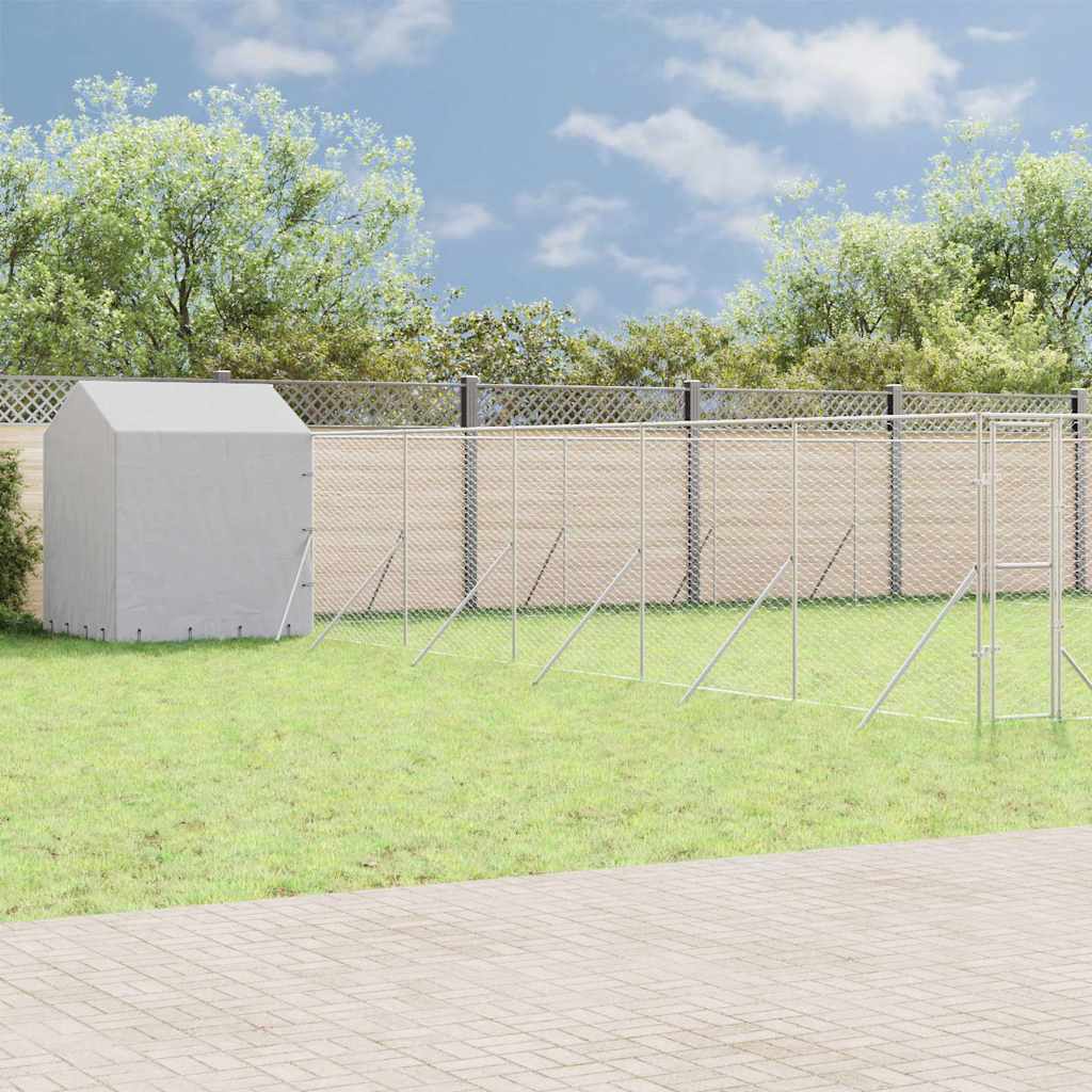 Hondenkennel met dak 12x12x2,5 m gegalvaniseerd staal zilver