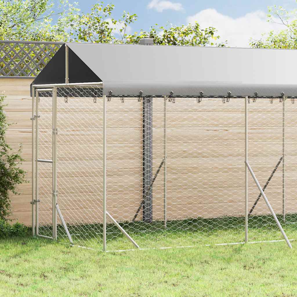 Hondenkennel met dak 2x6x2,5 m gegalvaniseerd staal zilver