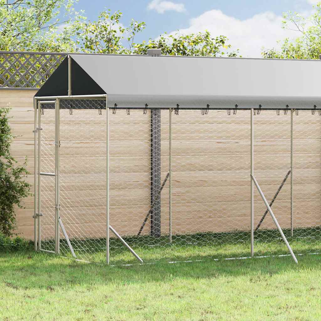 Hondenkennel met dak 2x10x2,5 m gegalvaniseerd staal zilver
