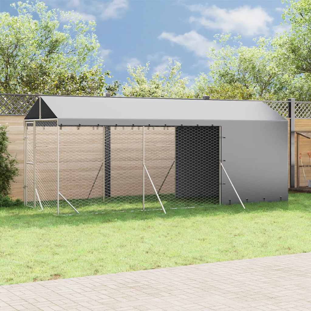Hondenkennel met dak 2x6x2,5 m gegalvaniseerd staal zilverkleur