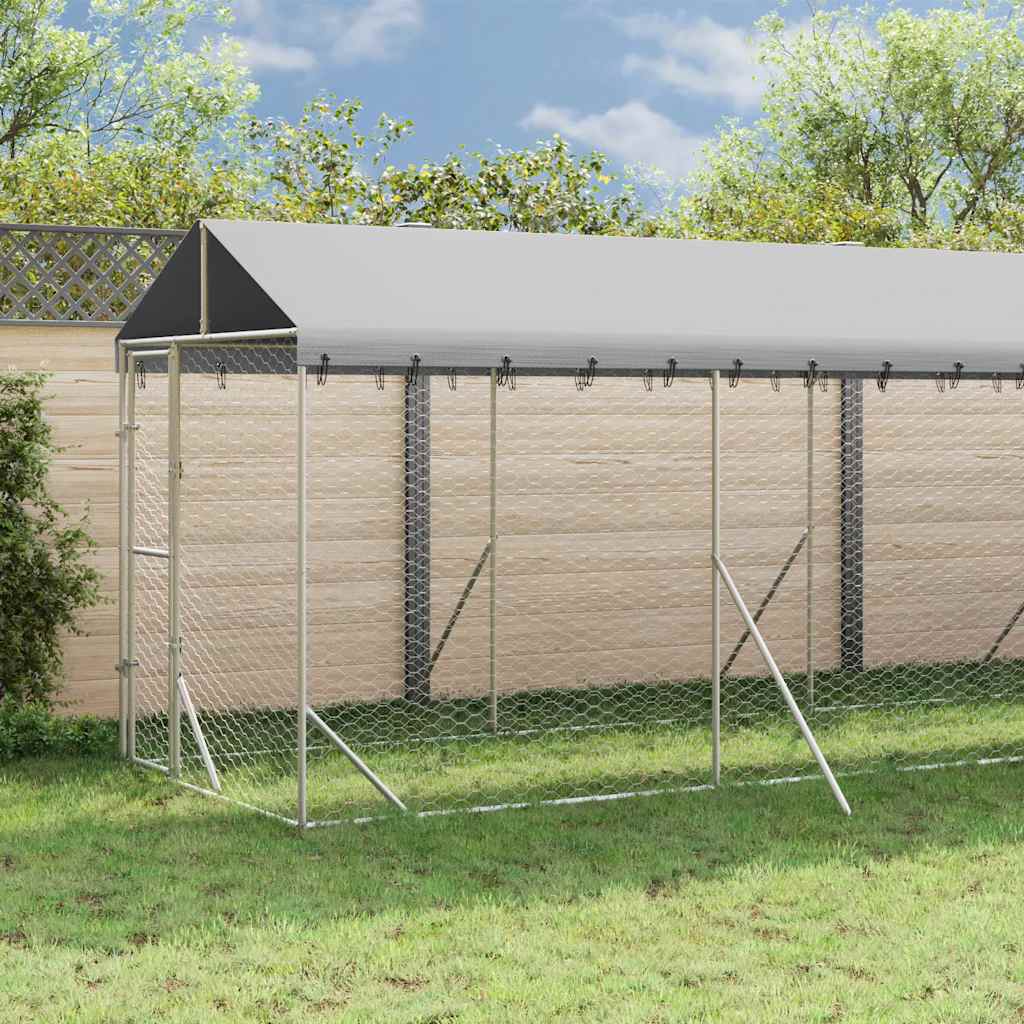 Hondenkennel met dak 2x10x2,5 m gegalvaniseerd staal zilver