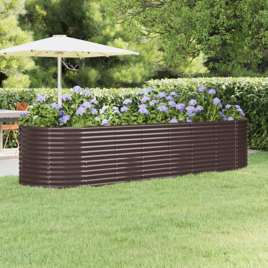 Plantenbak 322x100x68 cm gegalvaniseerd staal bruin
