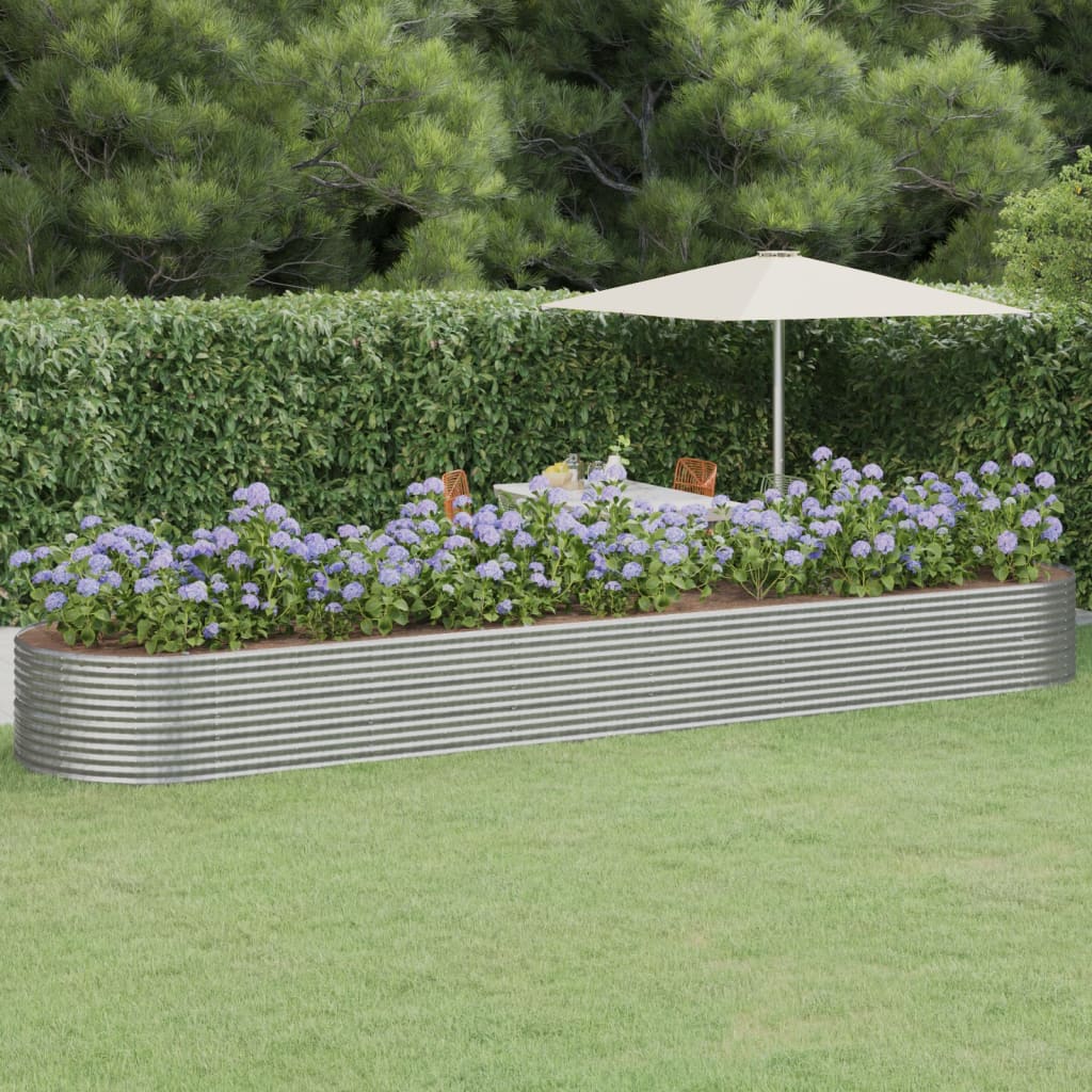 Plantenbak 584x140x68 cm gepoedercoat staal zilverkleurig – afbeelding 1