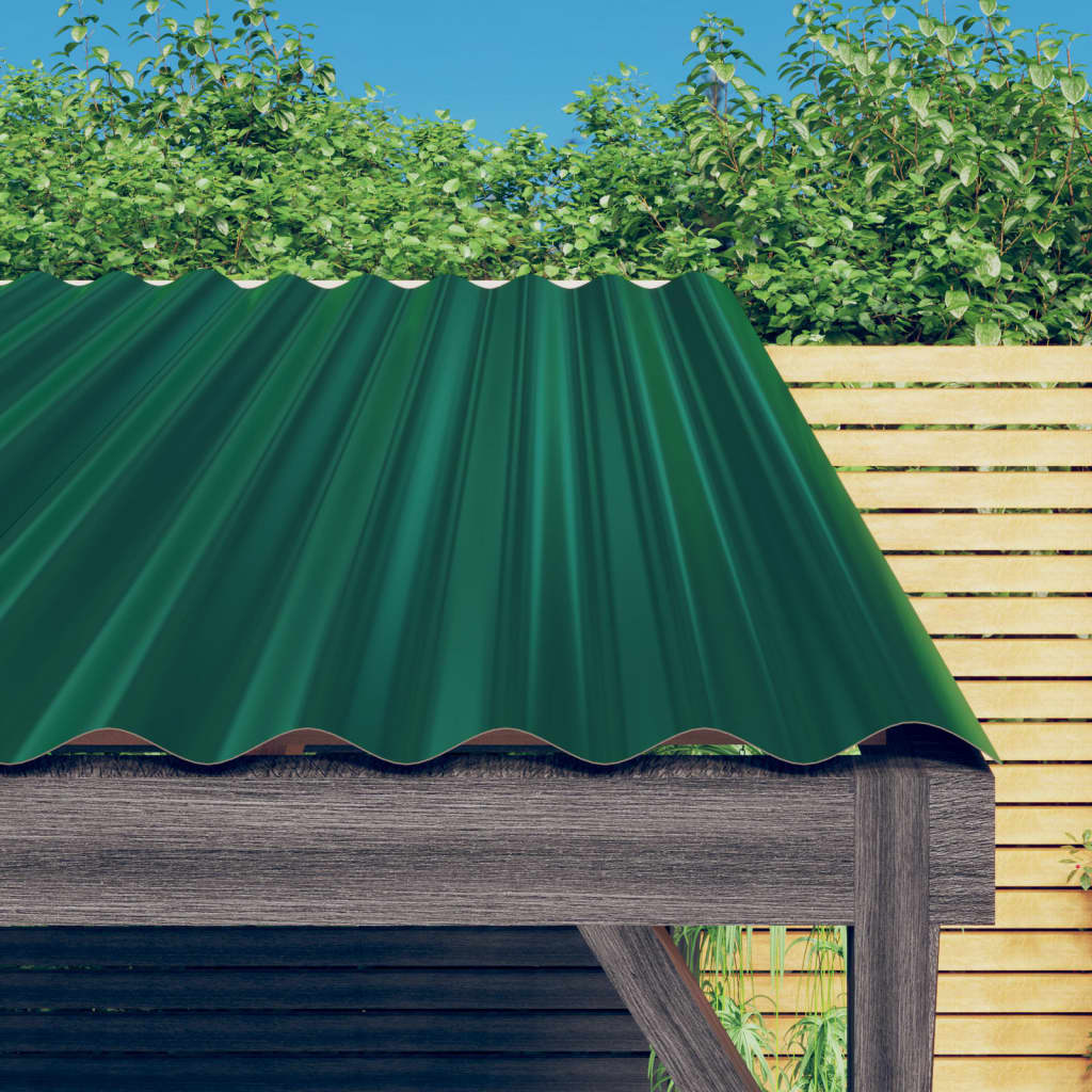 Dakpanelen 12 st 80x36 cm gegalvaniseerd staal groen