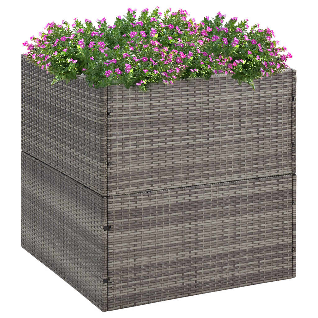 Plantenbak 80x80x80 cm poly rattan grijs – afbeelding 1