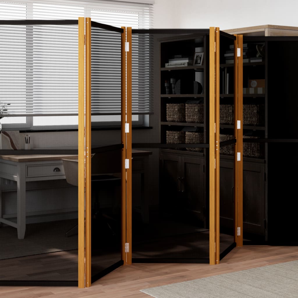 Kamerscherm met 6 panelen 420x180 cm zwart – afbeelding 1