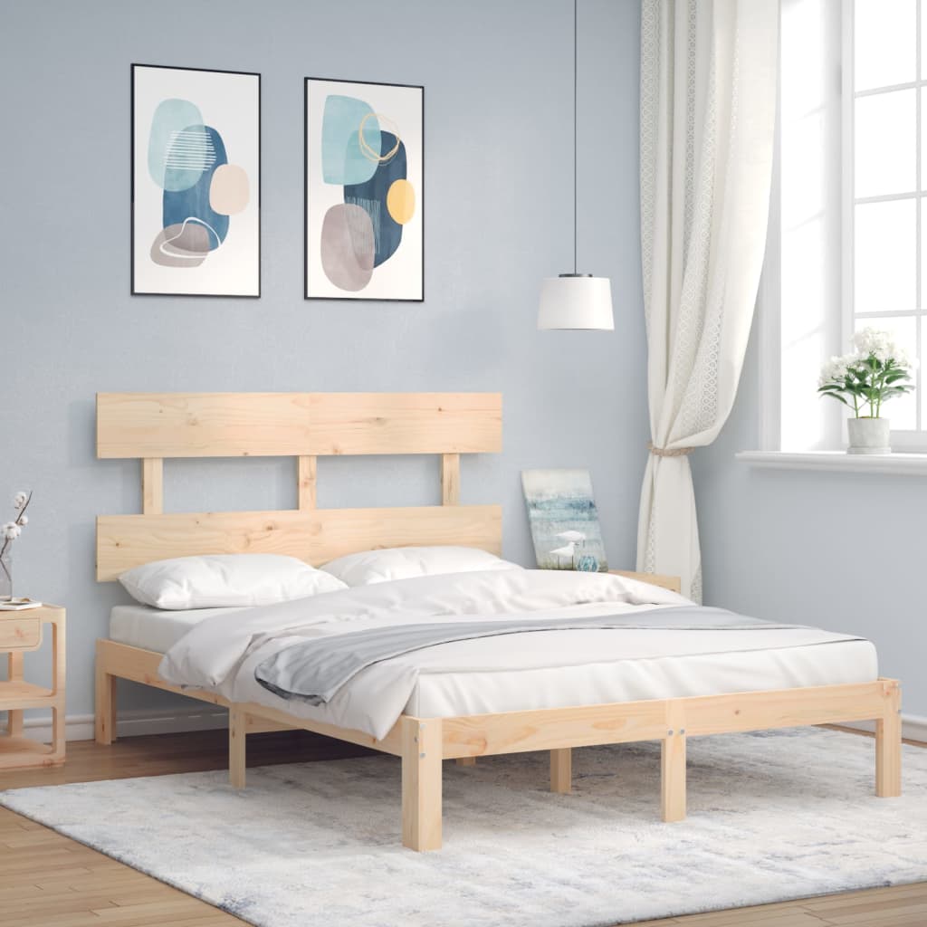 Bedframe zonder matras massief grenenhout 140x190 cm – afbeelding 1