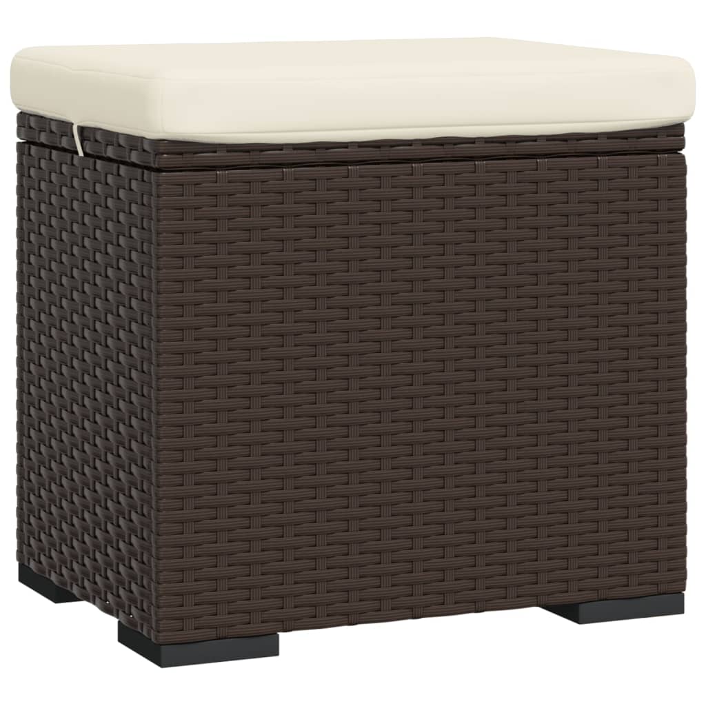 Hockers met kussens 2 st 40x30x40 cm poly rattan bruin – afbeelding 4