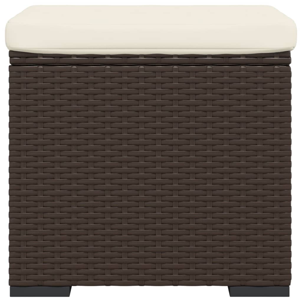 Hockers met kussens 2 st 40x30x40 cm poly rattan bruin – afbeelding 5