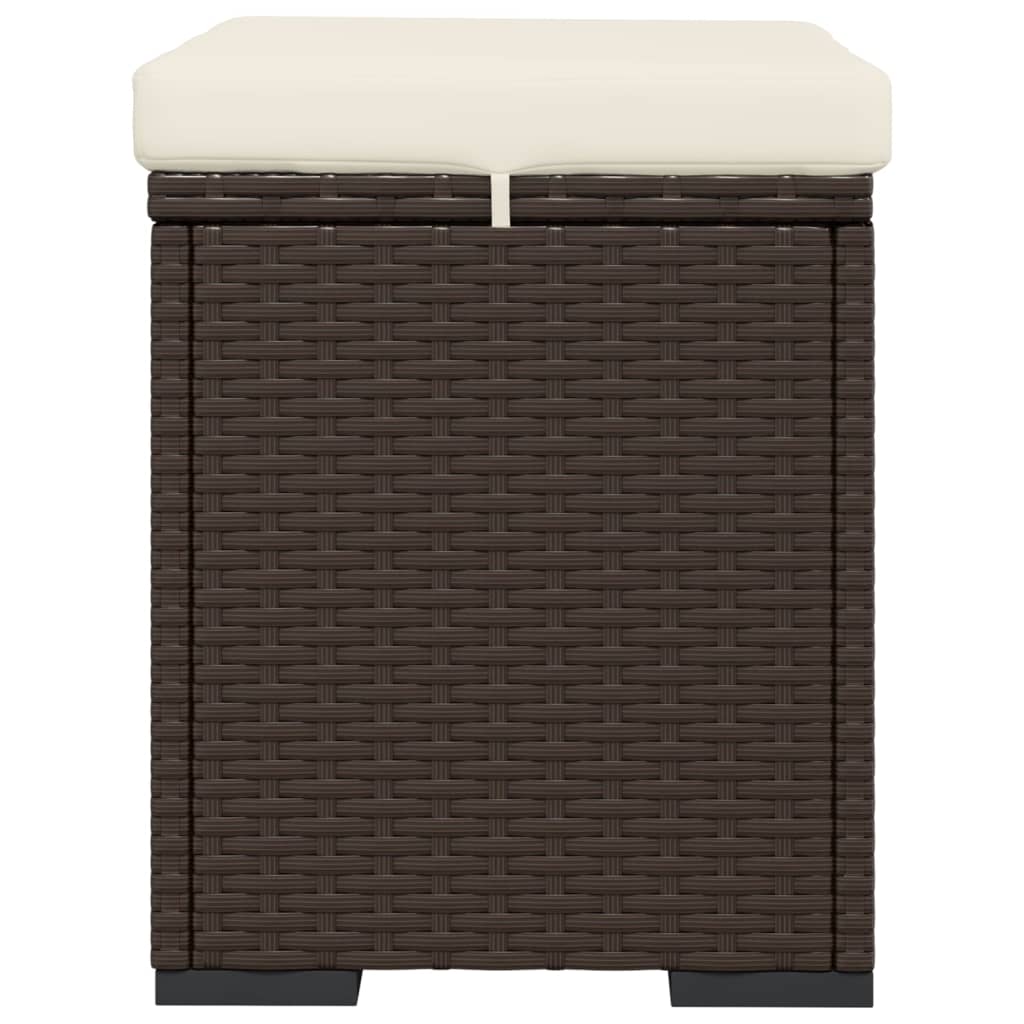 Hockers met kussens 2 st 40x30x40 cm poly rattan bruin – afbeelding 7