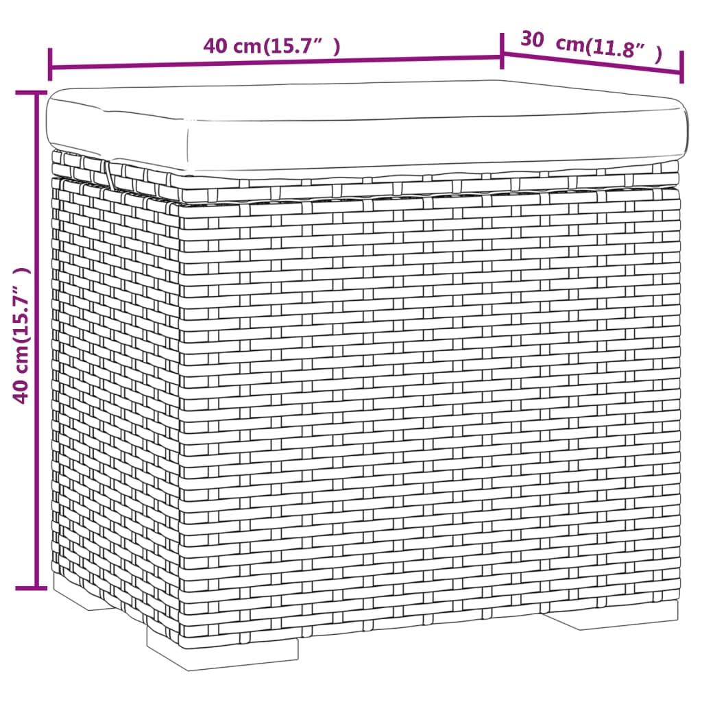 Hockers met kussens 2 st 40x30x40 cm poly rattan bruin – afbeelding 9
