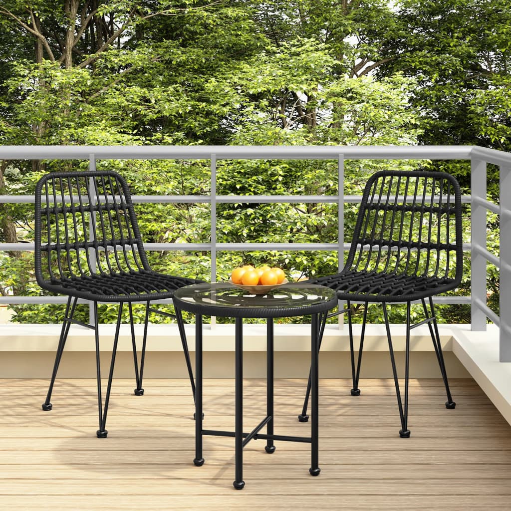 Tuinstoelen 2 st 48x62 84 cm PE rattan zwart – afbeelding 1
